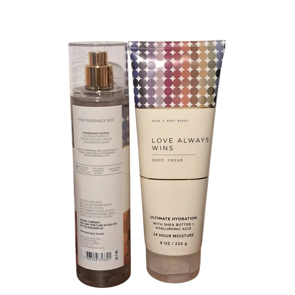 Bath & Body Works Seasonal Retired Love Always Wins 2pcs Bundle Mist & Cream